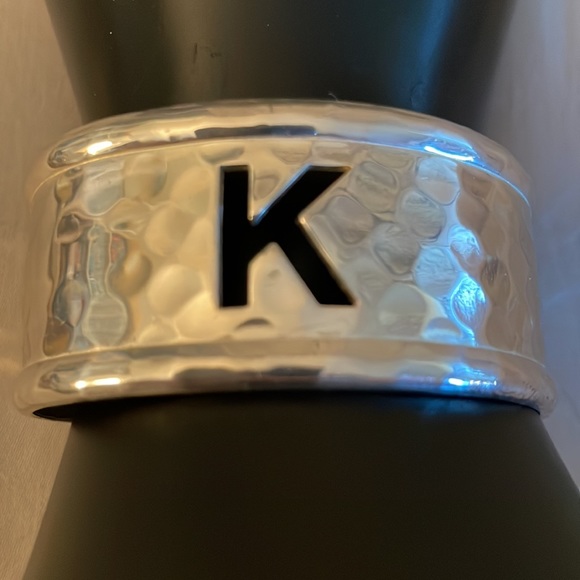 Silvertone RUSTIC CUFF Monogram “K” Bracelet - Picture 2 of 6